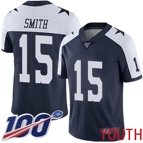 Youth Dallas Cowboys Limited Navy Blue Devin Smith Alternate 15 100th Season Vapor Untouchable Throwback NFL Jersey